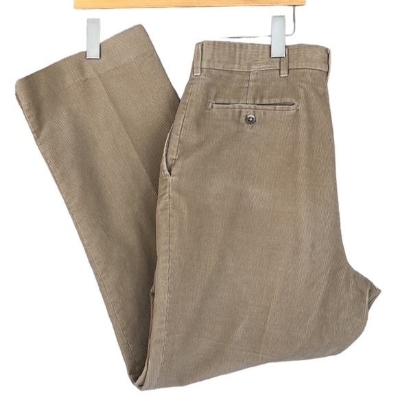 Haggar Men’s Wide Wale Corduroy Pleated Pants Tan Khaki 34x30 USA - Picture 2 of 12